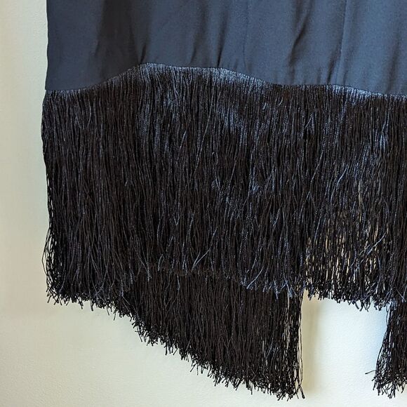 J. Crew Black Crepe Halter Midi Dress | Fringe Hem Cocktail Party Style NWT | 10 - Picture 11 of 15